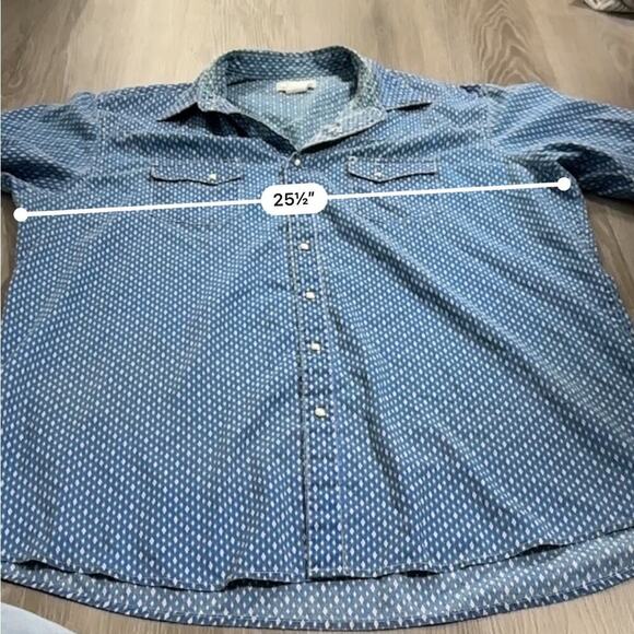 Vintage Wrangler Diamond Print Pearl Snap Button Down‎ Wrancher Shirt Sz XL - Picture 7 of 8